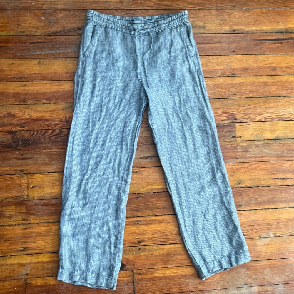 Blue Pinstripe Linen Pants